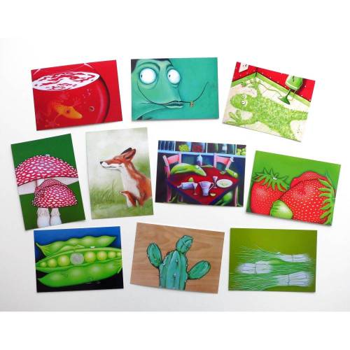 Kunztpostkarten 10er Set, Postkarten, Kunstpostkarten, Tierpostkarten, witzige Karten, Glückwunschkarte, Karte Geburtstag, Frosch Karte