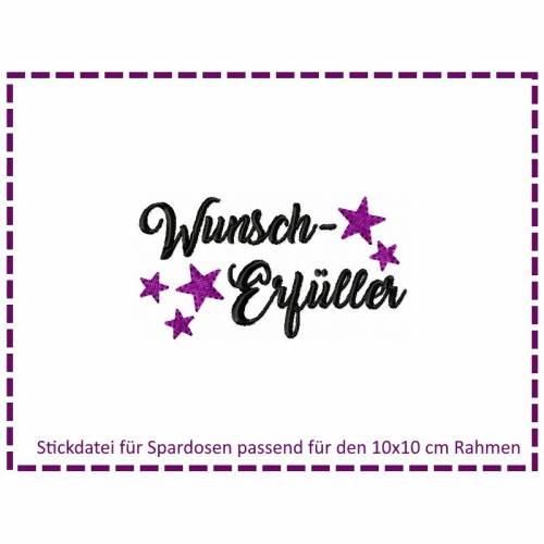 Stickdatei für Spardosen - Wunscherfüller Sterne 10x10