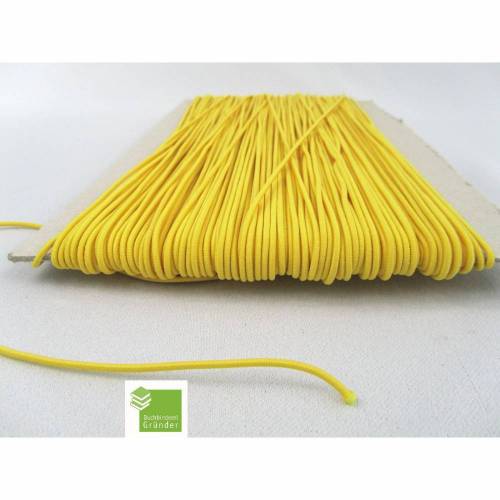 5 m Gummikordel, gelb, 1,5 mm, rund, Gummischnur, Bastelmaterial