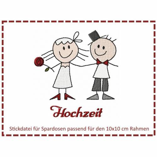 Stickdatei für Spardosen - Hochzeit 10x10