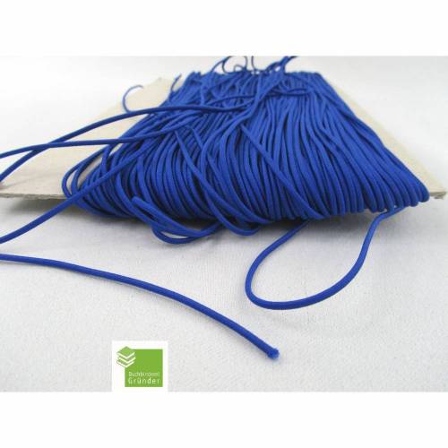 5 m Gummikordel, mittel-blau, 1,5 mm, rund, Gummischnur, Bastelmaterial