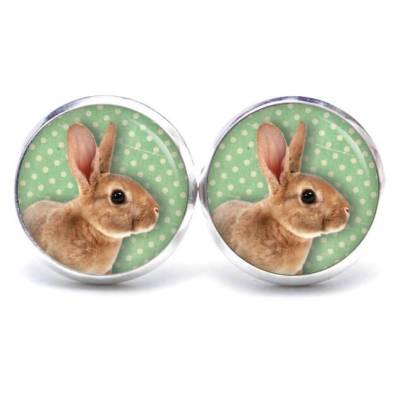 Ohrstecker Hase mit Punkten grün - Osterhase Ostern Geschenk zu Ostern - verschiedene Größen - Edelstahl - S1415