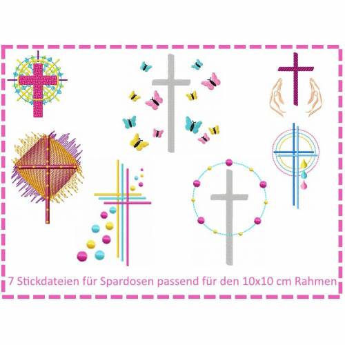 Stickdateien für Spardosen -Set Vol. II - Kreuze 10x10