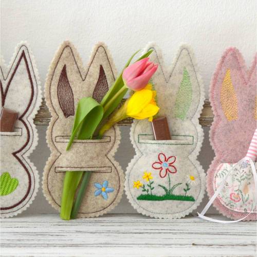 ITH Stickdatei Geschenkanhänger Hasen für Glückwünsche und Geldgeschenke