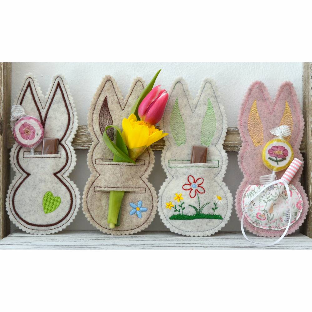 ITH Stickdatei Geschenkanhänger Hasen für Glückwünsche und Geldgeschenke Bild 3
