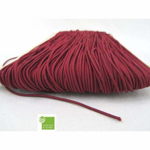 10 m Gummikordel, dunkelrot, 1,5 mm, rund, Gummischnur, Bastelmaterial