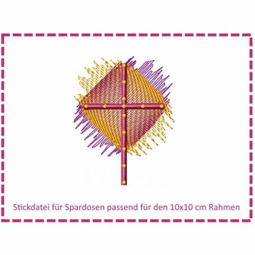 Stickdatei für Spardosen Kreuz 3 10x10