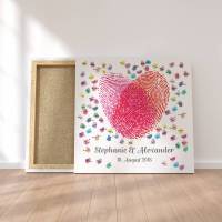 Gästebuch Hochzeit Fingerabdruck Leinwand Personalisiert Herz Brautpaar Geschenk Hochzeitsdekoration Namen 50x50 cm Keilrahmen Wedding Tree