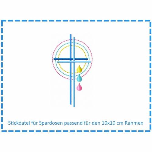 Stickdatei für Spardosen Kreuz 4 10x10