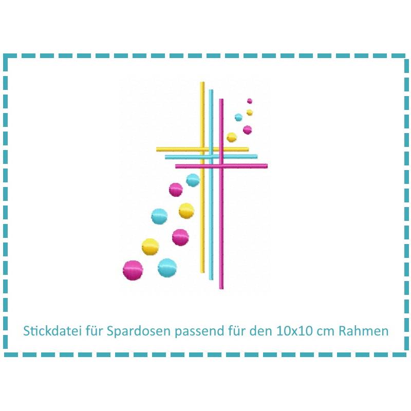 Stickdatei für Spardosen Kreuz 5 10x10 Bild 1