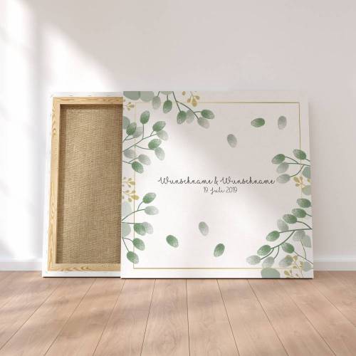 Gästebuch Hochzeit Fingerabdruck Leinwand Personalisiert Blumen Brautpaar Geschenk Hochzeitsdekoration Namen 50x50 cm Wedding Tree