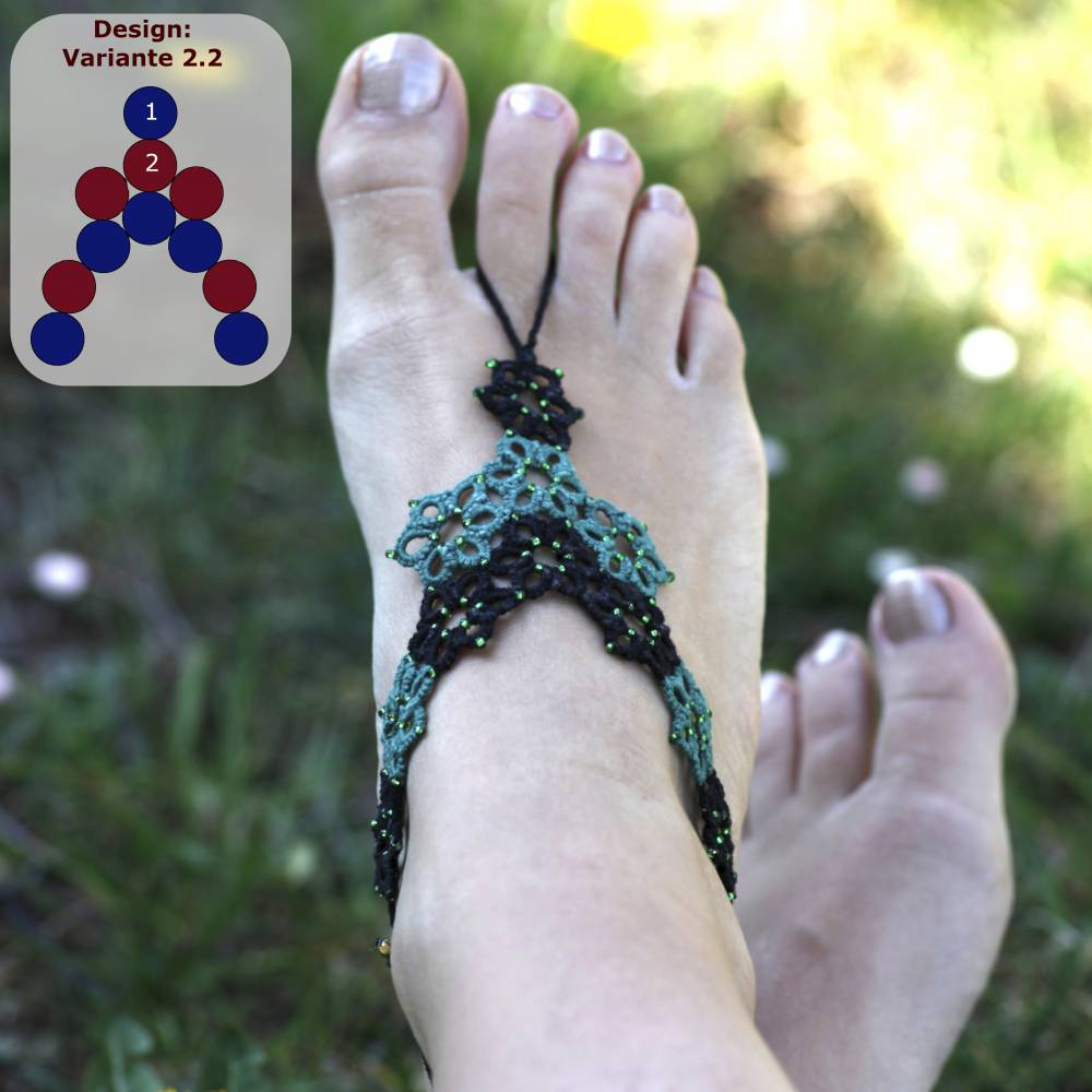 Barfuß -Sandale Margerite Baumwolle Textilschmuck INDIVIDUELLE ANFERTIGUNG größenverstellbar Bild 4