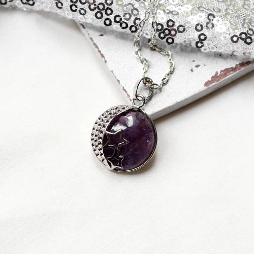 Mond & Sterne • Halskette Amethyst | Halsschmuck | Geschenkidee Frau | Freundin | Schwester | Mama