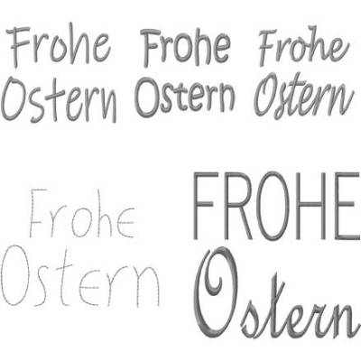 5 Schriftzüge Frohe Ostern als Stickdatei