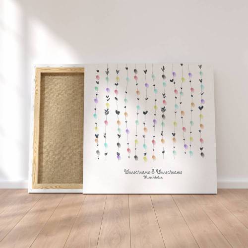 Gästebuch Hochzeit Leinwand Personalisiert Herzen Wedding Tree Fingerabdruck Geschenk Hochzeitsdekoration Namen 50x50 cm Baum