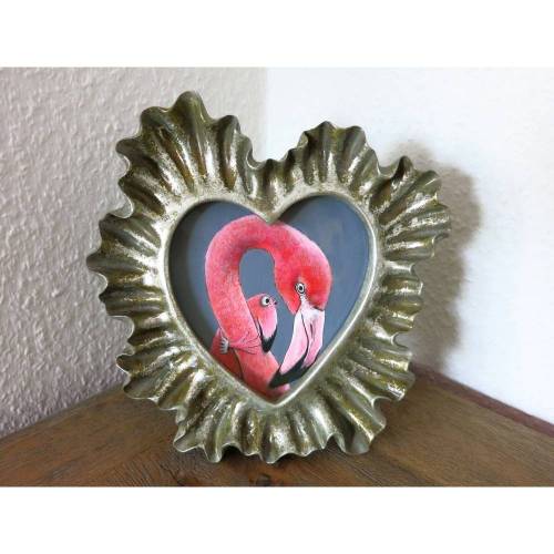 Flamingofrosch, Flamingo Bild, Bild pink, Flamingo, Frosch Bild, witziges Bild, Mini Bild, kleines Bild, Bild als Geschenk, Geburtstag