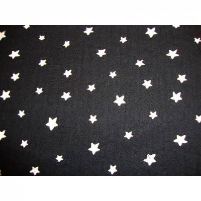 Musselin Baumwollstoff Double Gauze schwarz mit weißen Sternen – Blusenstoff & Kleiderstoff (0,50m x 1,40m)