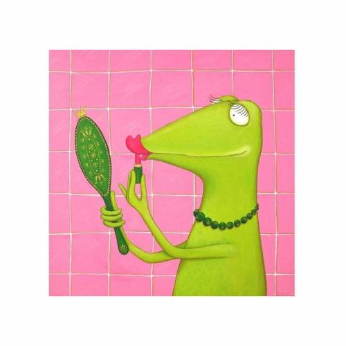 Fiona, Leinwanddruck, Frosch Bild, Froschbild, witziges Bild, Mädchenzimmer, Teenager, Make UpBild, lustiges Bild, Schminken