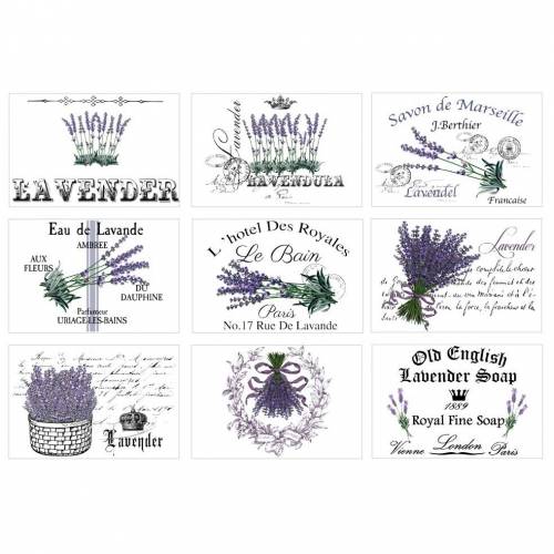 Bügelbild - Vintage - Shabby - Transfer - Lavendel - 3308
