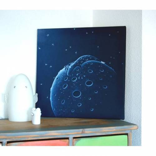 MONDFROSCH-Leinwanddruck auf Bestellung, Mondbild, Frosch, Druck auf Leinwand, Mond Bild, Froschbild, Kinderzimmer Bild, Schlafzimmer Bild