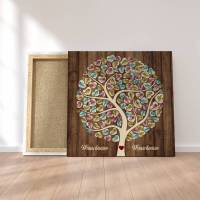 Gästebuch Hochzeit Fingerabdruck Leinwand Personalisiert Wooden Tree Geschenk Hochzeitsdekoration Namen 50x50 cm Keilrahmen Wedding Tree