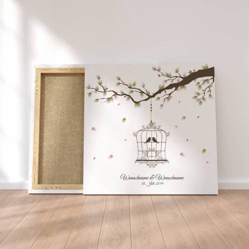 Gästebuch Hochzeit Fingerabdruck Leinwand Personalisiert Herz Brautpaar Geschenk Hochzeitsdekoration Namen 50x50 cm Keilrahmen Wedding Tree