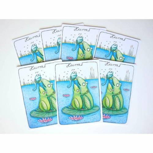 7 Kunztpostkarten zur Geburt, Geburtsanzeigen, 7 Baby Karten, Einladungen Taufe, Babykarten, Geburt Karten, Froschkarten, witzige Karte Baby