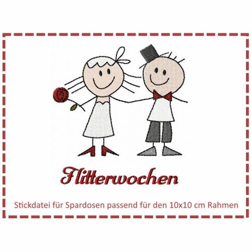 Stickdatei für Spardosen - Flitterwochen 10x10