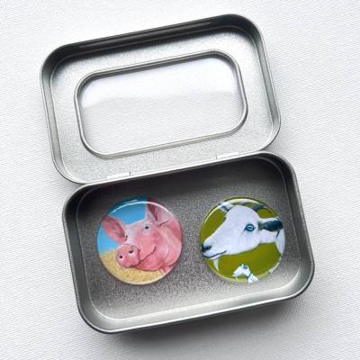 2 Magnete in der Box, Kühlschrankmagnet, Küche, Rezepthalter, witzige Magnete, Button Magnete, runde Magnete, Geschenk Büro,kleines Geschenk