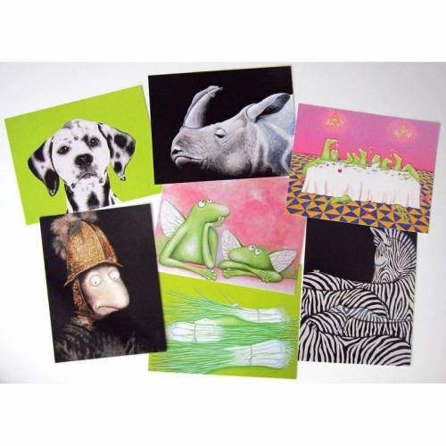 Kunztpostkarten im 7er-Set, Kunstpostkarten, Postkarten, witzige Karten, Tierpostkarten, Tiere, Bilder, Geburtstagskarte, Froschkarten