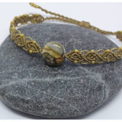 Macrame-Armband mit Polychronik-Edelsteinperle