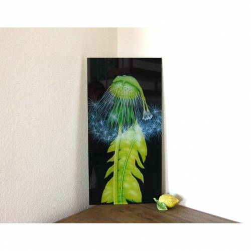 Löwenzahnfrosch, Druck hinter Acrylglas, Frosch, Froschbild, Löwenzahn, Pusteblume, Kinderzimmerbild, Druck hinter Glas, Geschenk