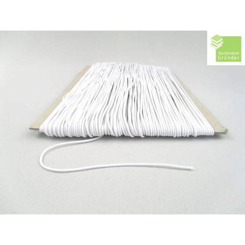 5 m Gummischnur, weiß, 1,5 mm, rund, Gummikordel, Mappengummi, Bastelmaterial