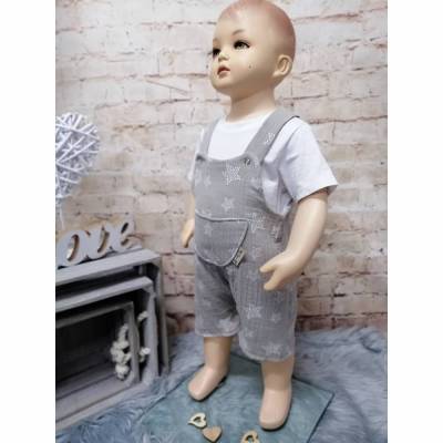 Musselin Latzhose beige mit Sternen Größe 74/80