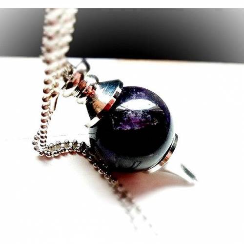 Kette, Halskette, Amethystanhänger, Amethyst, Pendelform
