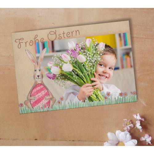 Osterkarte sitzender Hase Printable DIY