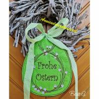 * Frohe Ostern *  Weidenkätzchen Kranz - ITH Stickdatei, Tür-  oder Fenster Deko, 3 Größen
