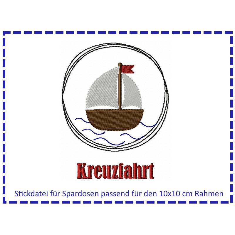 Stickdatei für Spardosen - Kreuzfahrt 10x10 Bild 1
