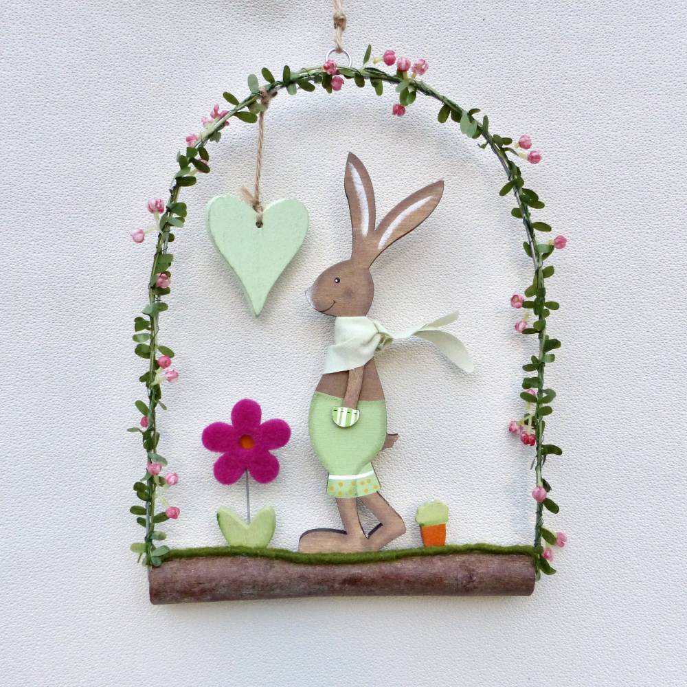 Oster-Türkranz mit lässigem Oster-Hase, Geschenk im Frühling Bild 1