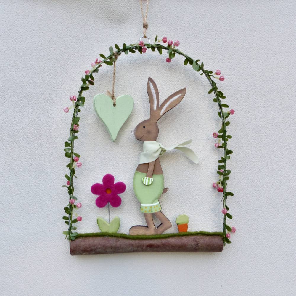 Oster-Türkranz mit lässigem Oster-Hase, Geschenk im Frühling Bild 2