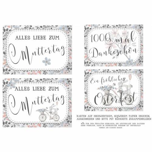 FREEBIE -GESCHENK  | DANKE Karten, Anhänger | PDF Datei | Basteln für Ostern & Muttertag