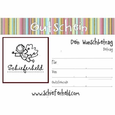 Geschenkgutschein SCHIEFERHELD Wunschbetrag