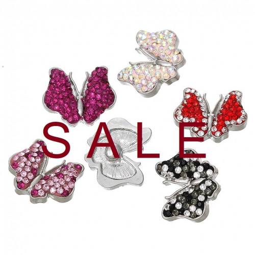 SALE! Druckknopf, Button, Druckknopfbutton,Gr. L, Strass,  Schmetterling, statt 7,99 Euro jetzt 3,99 Euro