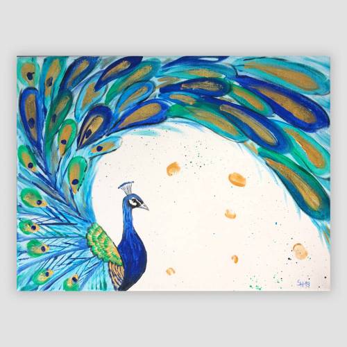 Pfau handgemalt - Unikat, Einzelstück