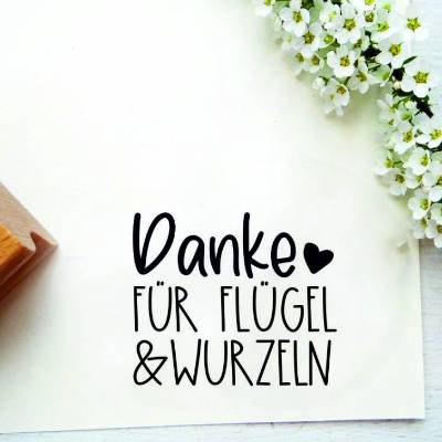 Stempel "Danke für Flügel und Wurzeln" für Geschenke für Erzieherinnen, zum Mutter oder Vatertag, Abschiedsgeschenke für Lehrer
