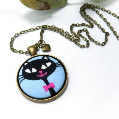 Romantische Kette mit Anhänger Katze Herz Halskette