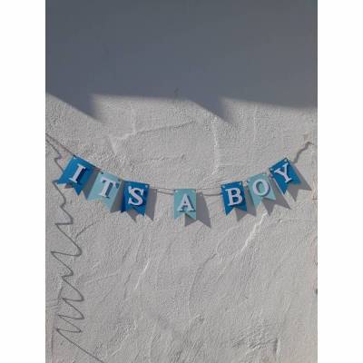 Girlande zur Geburt It's a boy Wimpelkette Babyparty Babyshower Papierdekoration Baby