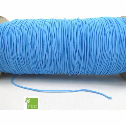 10 m Gummischnur, hell-blau, 1,5 mm, rund, Gummikordel, Mappengummi