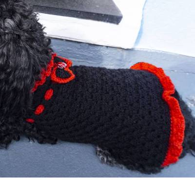 Häkelanleitung für das Hundekleid schwarz/rot Schleife...