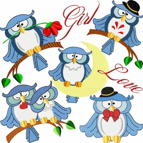 Stickdateien Eulen